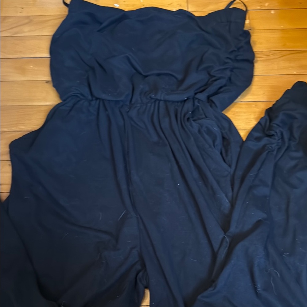 Love J Black Strapless Jumpsuit Relaxed Fit